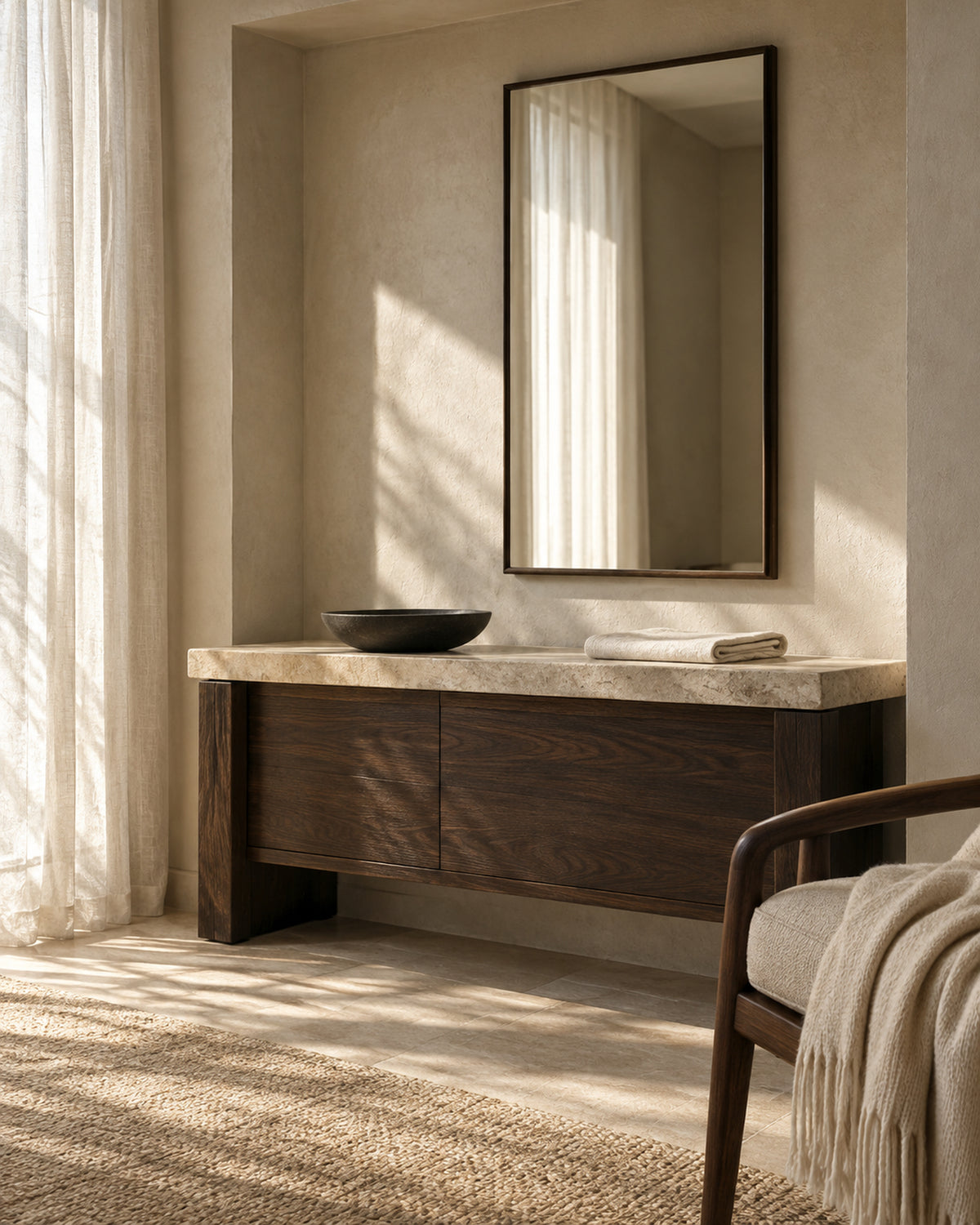 Softly sunlit interior atmosphere for Powder home fragrance